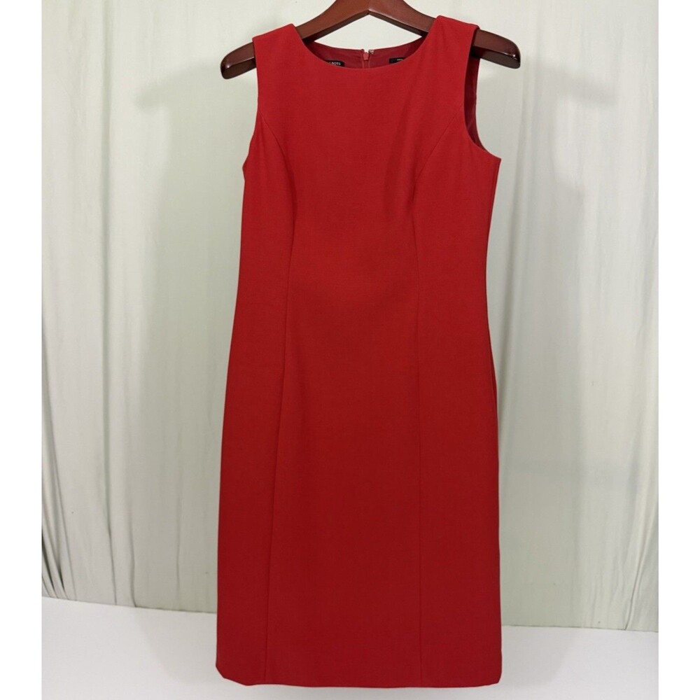 Talbots Sleeveless Red Business Professional Sheath Dress Sz 10 Stretch